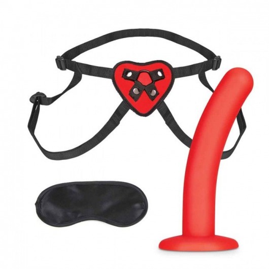 Красный поясной фаллоимитатор Red Heart Strap on Harness   5in Dildo Set - 12,25 см. - Lux Fetish - купить с доставкой в Ульяновске