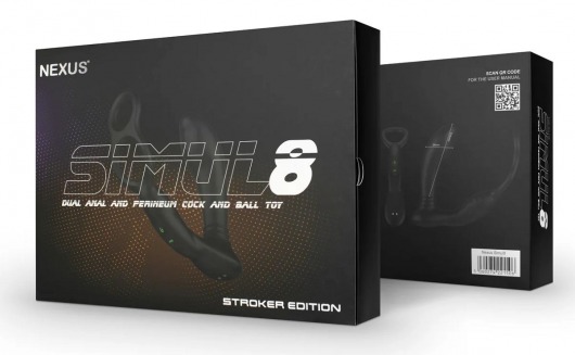 Черный вибромассажер простаты Nexus Simul8 Stroker Edition с кольцами для пениса и мошонки - Nexus Range - в Ульяновске купить с доставкой