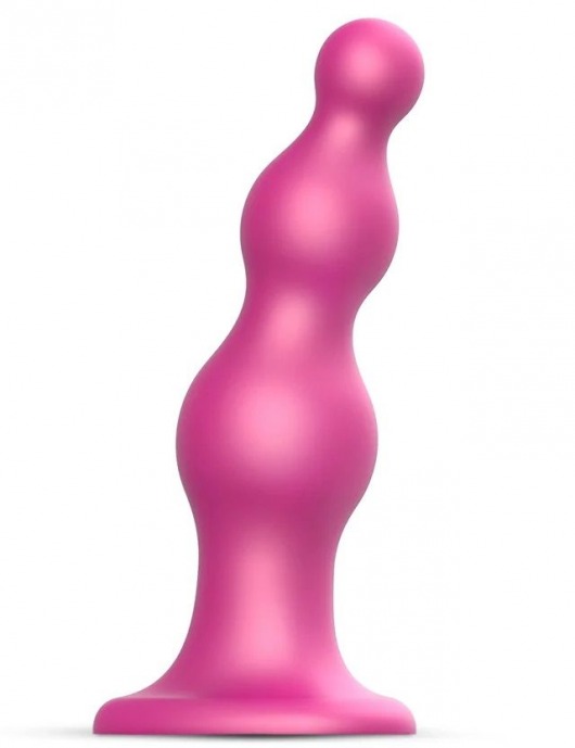 Розовая насадка Strap-On-Me Dildo Plug Beads size S - Strap-on-me - купить с доставкой в Ульяновске