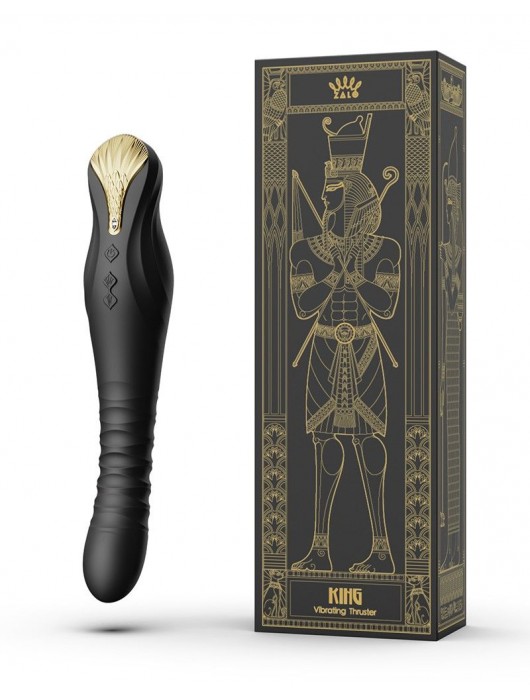 Черный вибратор King с функцией возвратно-поступательных движений - 30,2 см. - Zalo