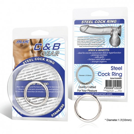 Стальное эрекционное кольцо STEEL COCK RING - 3.5 см. - BlueLine - в Ульяновске купить с доставкой