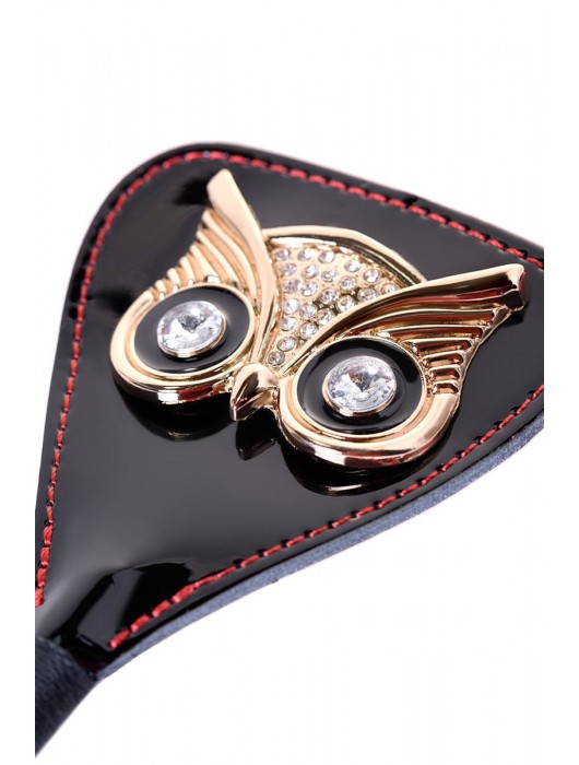 Чёрный стек с совой на кожаном наконечнике - 24 см. - ToyFa - купить с доставкой в Ульяновске