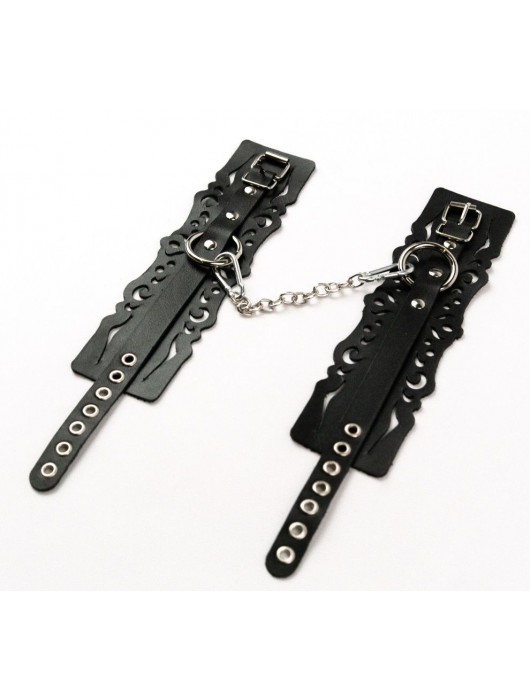 Узорчатые кожаные оковы с регулируемыми ремешками - Crazy Handmade - купить с доставкой в Ульяновске