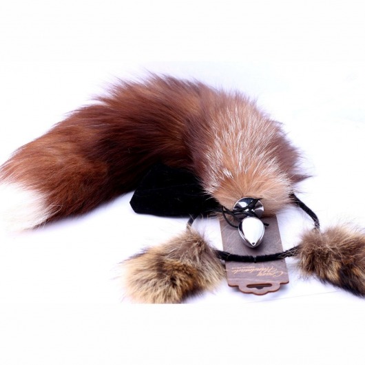 Игровой комплект: серебристая анальная пробка с пушистым хвостом и ободок-ушки - Crazy Handmade - купить с доставкой в Ульяновске