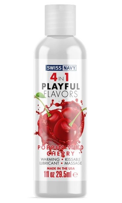 Массажный гель 4-в-1 Poppin Wild Cherry с ароматом вишни - 29,5 мл. - Swiss navy - купить с доставкой в Ульяновске