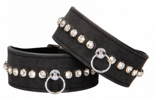 Черные поножи Diamond Studded Ankle Cuffs - Shots Media BV - купить с доставкой в Ульяновске