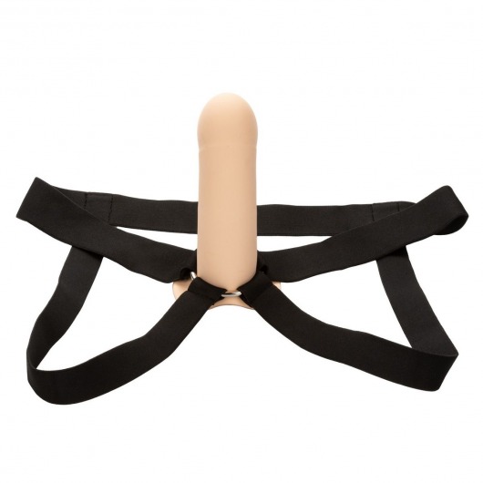 Телесный фаллопротез из силикона Extension with Harness - 15,75 см. - California Exotic Novelties - купить с доставкой в Ульяновске