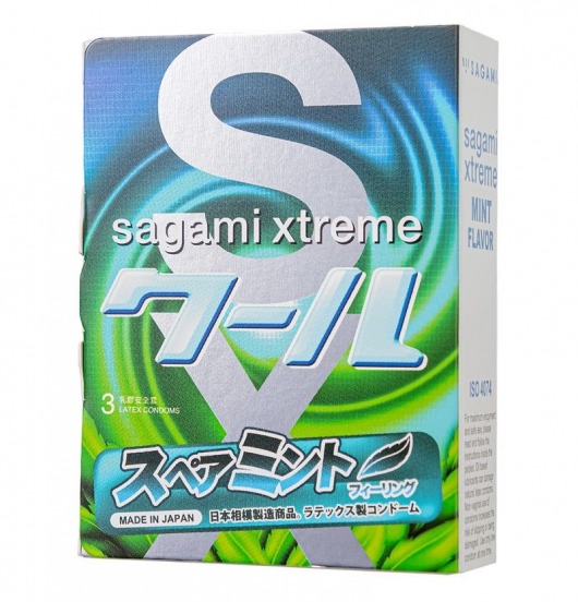 Презервативы Sagami Xtreme Mint с ароматом мяты - 3 шт. - Sagami - купить с доставкой в Ульяновске