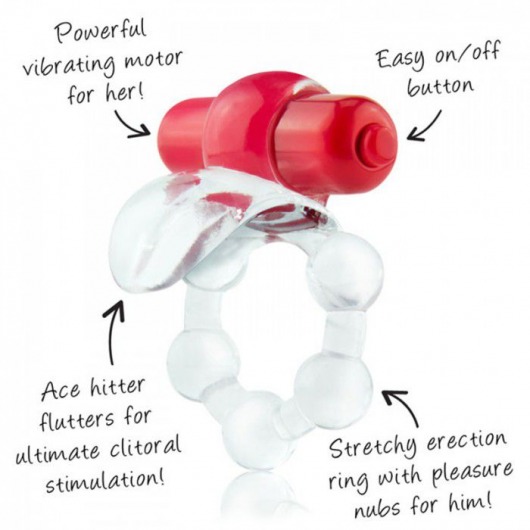 Виброкольцо с язычком и красным виброэлементом Overtime - Screaming O - в Ульяновске купить с доставкой