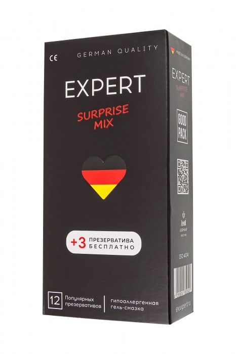 Презервативы EXPERT Surprise Mix - 12 шт.(+3 в подарок) - Expert - купить с доставкой в Ульяновске