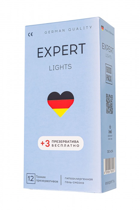 Ультратонкие презервативы EXPERT Lights - 12 шт.(+3 в подарок) - Expert - купить с доставкой в Ульяновске