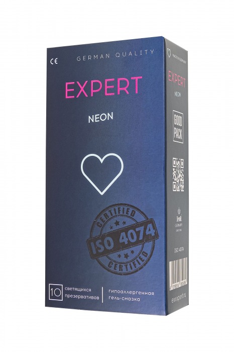 Светящиеся в темноте презервативы EXPERT Neon - 10 шт. - Expert - купить с доставкой в Ульяновске