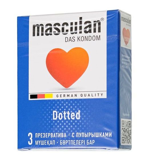 Презервативы с пупырышками Masculan Dotted - 3 шт. - Masculan - купить с доставкой в Ульяновске