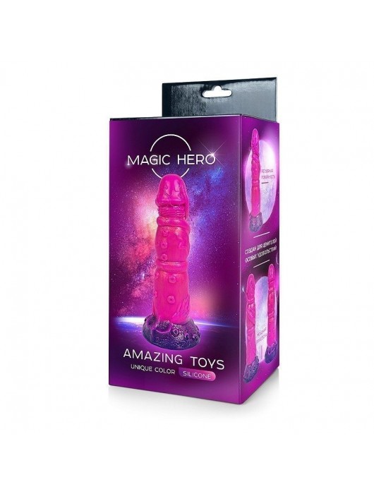 Розовый рельефный фантазийный фаллоимитатор - 20 см. - Bior toys - купить с доставкой в Ульяновске