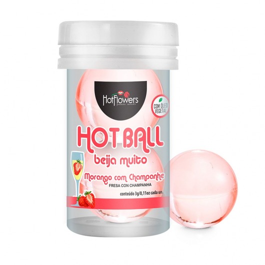 Лубрикант на масляной основе Hot Ball Beija Muito с ароматом клубники и шампанского (2 шарика по 3 гр.) - HotFlowers - купить с доставкой в Ульяновске