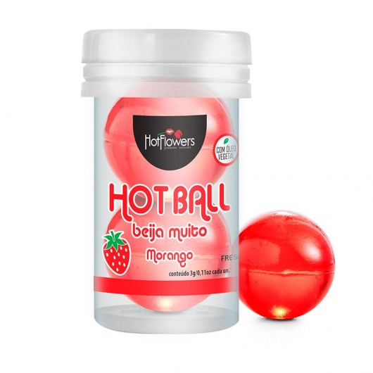 Лубрикант на масляной основе Hot Ball Beija Muito с ароматом клубники (2 шарика по 3 гр.) - HotFlowers - купить с доставкой в Ульяновске