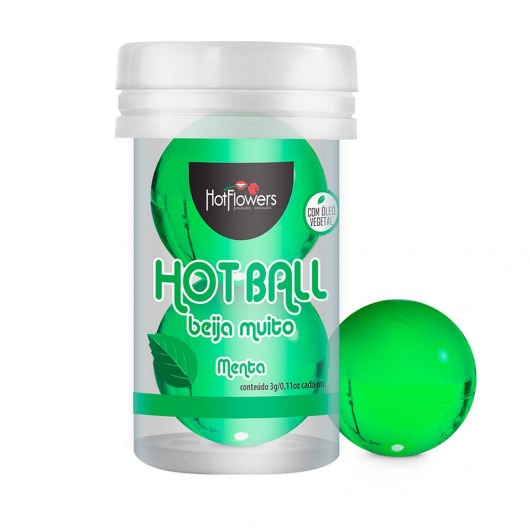 Лубрикант на масляной основе Hot Ball Beija Muito с ароматом мяты (2 шарика по 3 гр.) - HotFlowers - купить с доставкой в Ульяновске