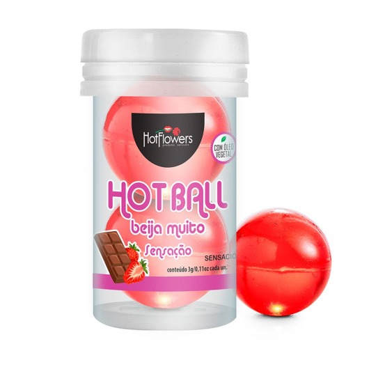 Лубрикант на масляной основе Hot Ball Beija Muito с ароматом шоколада и клубники (2 шарика по 3 гр.) - HotFlowers - купить с доставкой в Ульяновске