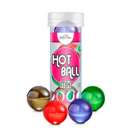 Ароматизированный лубрикант Hot Ball Mix на масляной основе (4 шарика по 3 гр.) - HotFlowers - купить с доставкой в Ульяновске