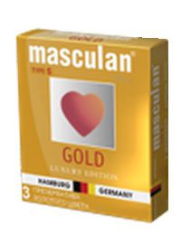 Презервативы Masculan Ultra Gold с золотым напылением и ароматом ванили - 3 шт. - Masculan - купить с доставкой в Ульяновске