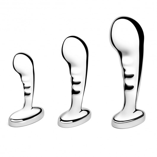 Набор из 3 стальных стимуляторов простаты Stainless Steel P-spot Training Set - b-Vibe - в Ульяновске купить с доставкой