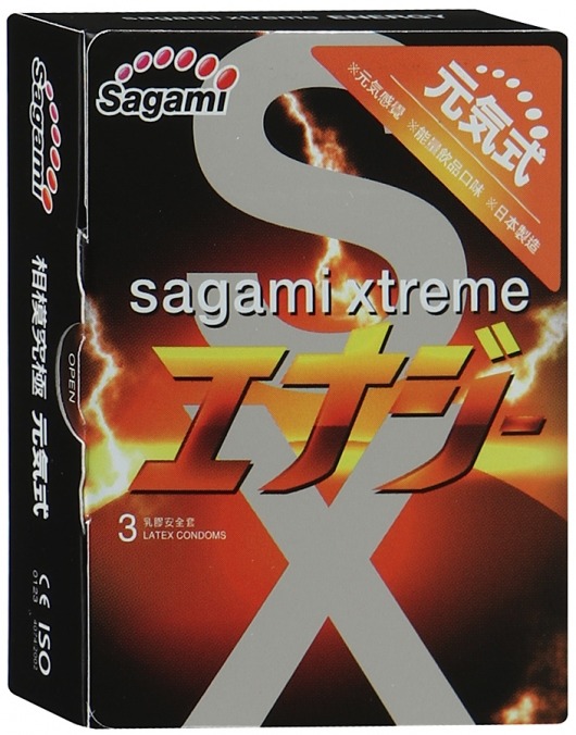 Презервативы Sagami Xtreme ENERGY с ароматом энергетика - 3 шт. - Sagami - купить с доставкой в Ульяновске