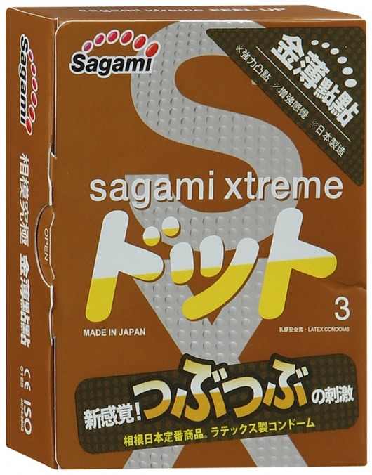 Презервативы Sagami Xtreme FEEL UP с точечной текстурой и линиями прилегания - 3 шт. - Sagami - купить с доставкой в Ульяновске