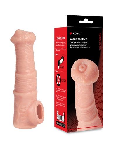 Телесная фантазийная насадка на член Cock Sleeve Size M - KOKOS - в Ульяновске купить с доставкой