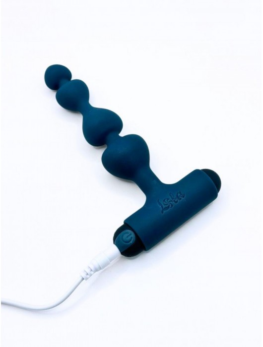 Бирюзовая анальная цепочка с перезаряжаемой вибропулей Excellence 2.0 - 15 см. - Lola Games