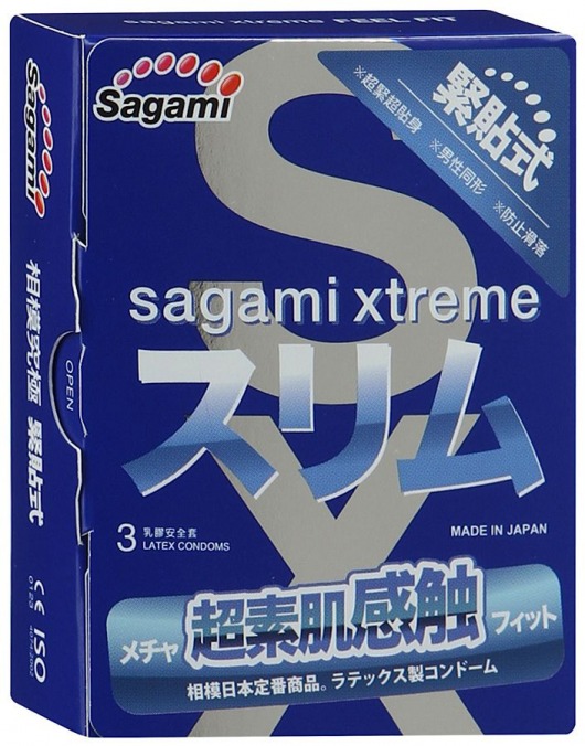 Розовые презервативы Sagami Xtreme FEEL FIT 3D - 3 шт. - Sagami - купить с доставкой в Ульяновске