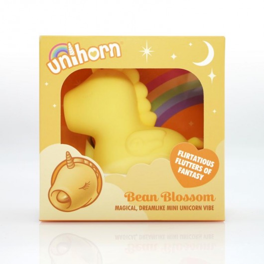 Желтый клиторальный вибромассажер Unihorn Bean Blossom с подвижным язычком - Unihorn
