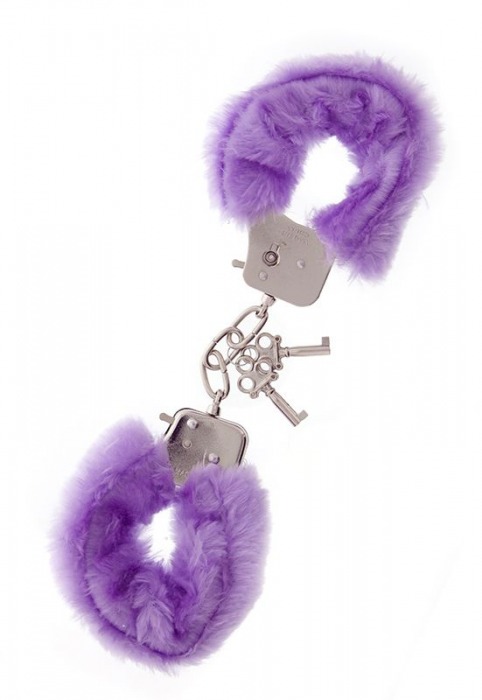 Фиолетовые меховые наручники METAL HANDCUFF WITH PLUSH LAVENDER - Dream Toys - купить с доставкой в Ульяновске