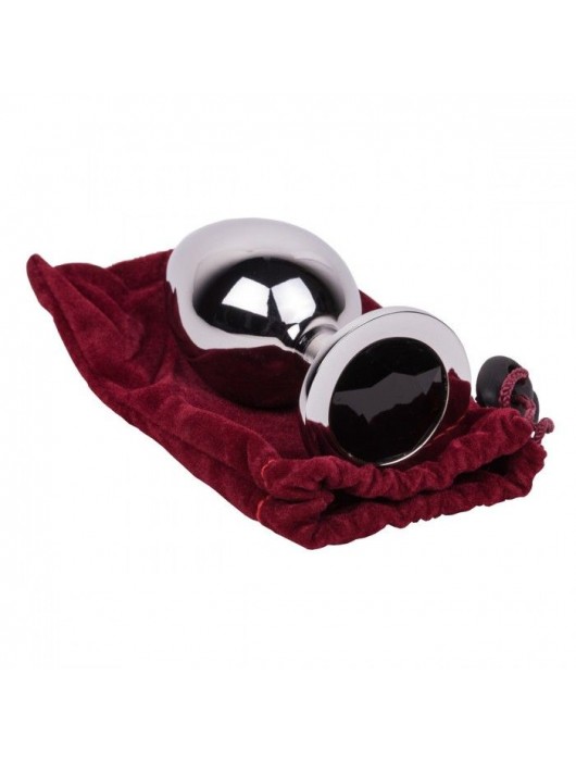 Большой стальной плаг с черным кристаллом Black Rave - 9,5 см. - Erotic Fantasy - купить с доставкой в Ульяновске