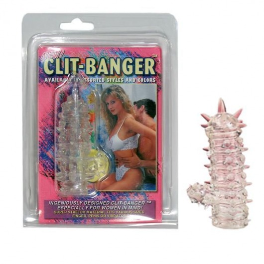 Прозрачная насадка с шипами и клиторальной шишечкой CLIT-BANGER SLEEVE IN CLEAR - Tonga - в Ульяновске купить с доставкой