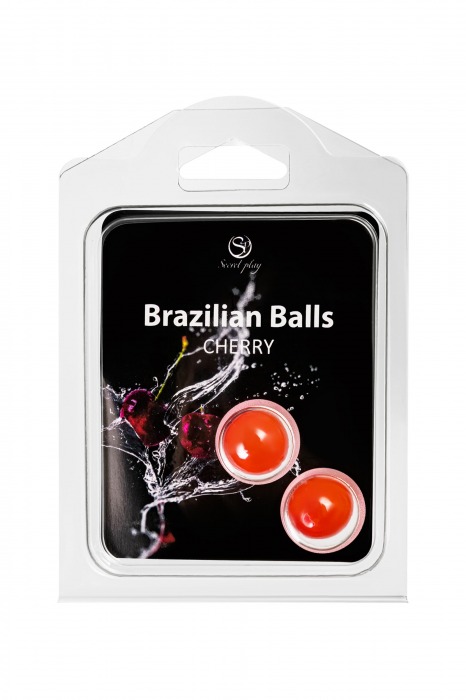 Набор из 2 шариков с массажным маслом Brazilian Balls с ароматом вишни - Secret Play - купить с доставкой в Ульяновске