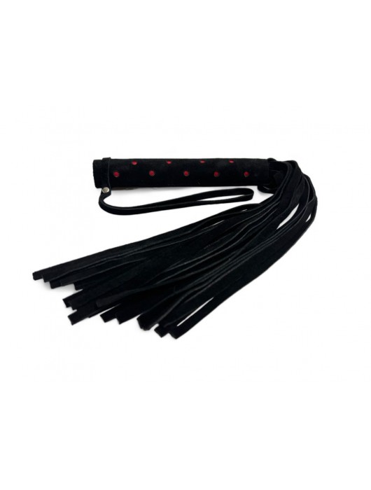 Черная замшевая плеть с красными точками на рукояти Red dot Princess - 43 см. - БДСМ Арсенал - купить с доставкой в Ульяновске