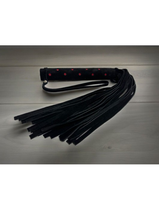Черная замшевая плеть с красными точками на рукояти Red dot Princess - 43 см. - БДСМ Арсенал - купить с доставкой в Ульяновске
