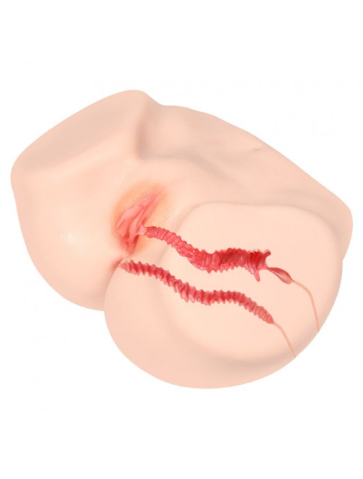 Телесный полуторс с двойным слоем материала и вибрацией Vanilla Onahole Real Vagina - KOKOS - в Ульяновске купить с доставкой