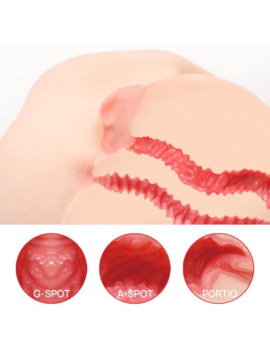 Телесный полуторс с двойным слоем материала и вибрацией Vanilla Onahole Real Vagina - KOKOS - в Ульяновске купить с доставкой