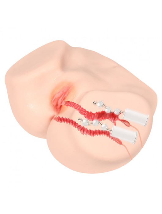 Телесный полуторс с двойным слоем материала и вибрацией Vanilla Onahole Real Vagina - KOKOS - в Ульяновске купить с доставкой