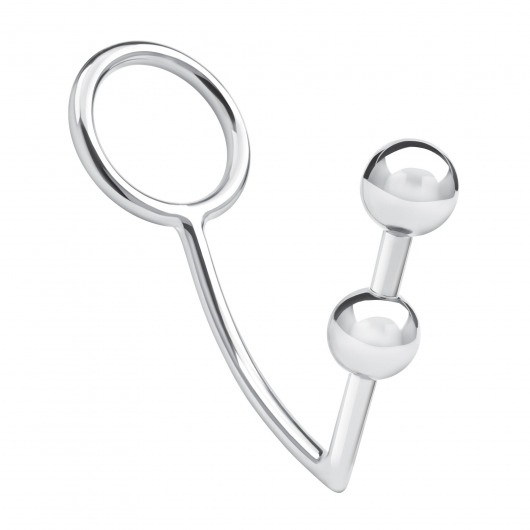Кольцо на пенис с анальным стимулятором Two Bead Stainless Steel Anal Hook   Cock Ring - BlueLine - в Ульяновске купить с доставкой