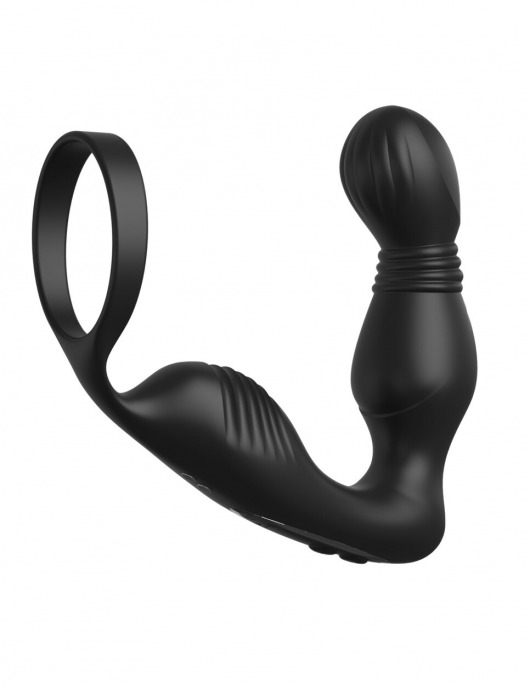 Черный вибростимулятор простаты с эрекционным кольцом Ass-Gasm Pro P-Spot Milker - Pipedream - в Ульяновске купить с доставкой