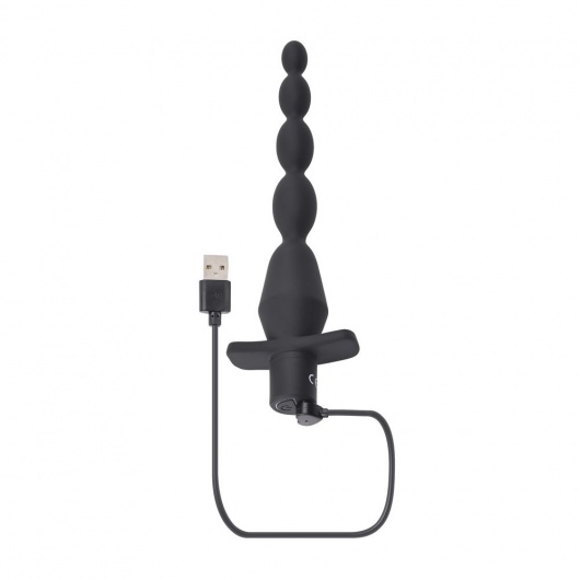 Черная анальная елочка с вибрацией Vibrating Butt Beads - 22 см. - Selopa