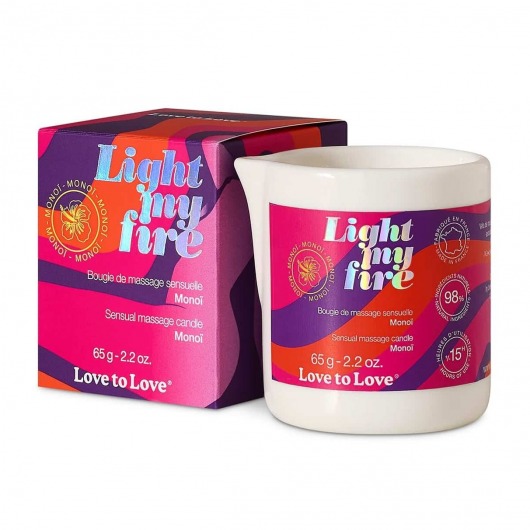 Массажная свеча Light My Fire с ароматом моной - 80 мл. - Love to Love - купить с доставкой в Ульяновске