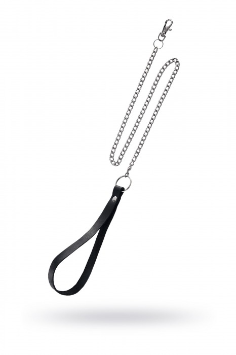 Поводок с ручкой из черной натуральной кожи и карабином для ошейника - Pecado - купить с доставкой в Ульяновске