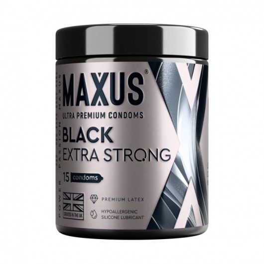 Черные утолщенные презервативы MAXUS Extra Strong с железным кейсом - 15 шт. - Maxus - купить с доставкой в Ульяновске