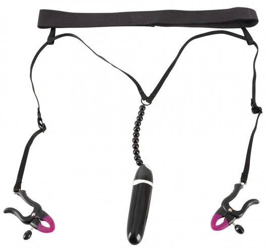 Женские вибростринги с зажимами для половых губ Spreader String with Vibrator - Orion - купить с доставкой в Ульяновске