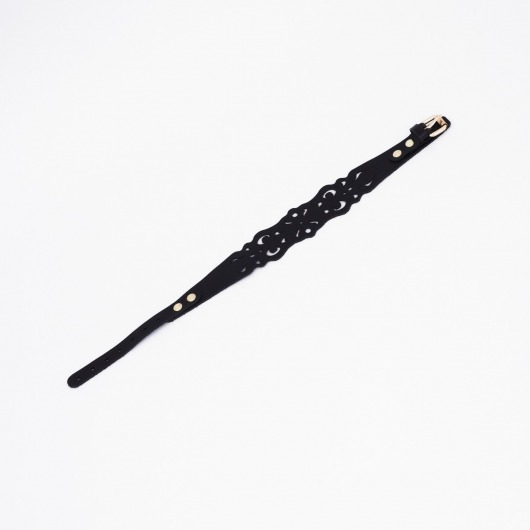 Черный ажурный чокер с золотистой фурнитурой - Crazy Handmade - купить с доставкой в Ульяновске