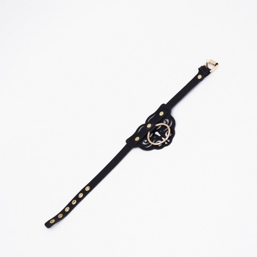 Черный чокер с клепками и золотистой фурнитурой - Crazy Handmade - купить с доставкой в Ульяновске