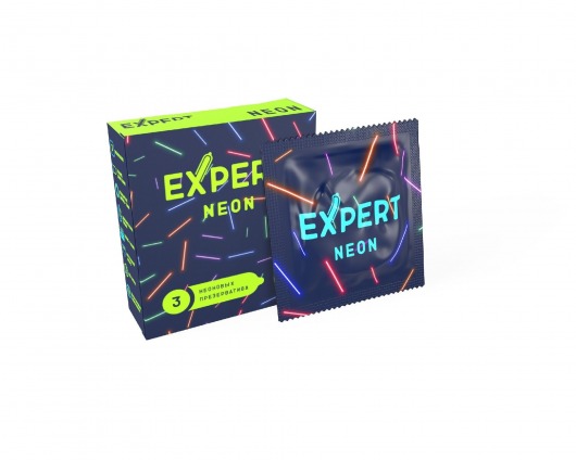 Светящиеся в темноте презервативы Expert Neon - 3 шт. - Expert - купить с доставкой в Ульяновске